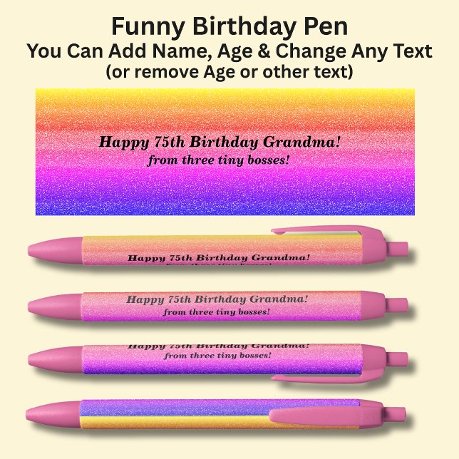 Stylo Noir Ajouter Nom, Joyeux Anniversaire & de Grandkids Pe (Créateur téléchargé)
