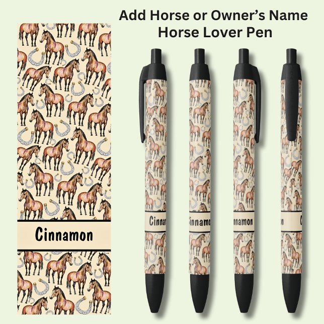 Stylo Noir Ajouter un cheval ou le nom du propriétaire, un ch (Créateur téléchargé)
