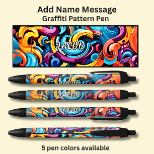 Stylo Noir Ajouter un message de nom, sur le Motif Graffiti
