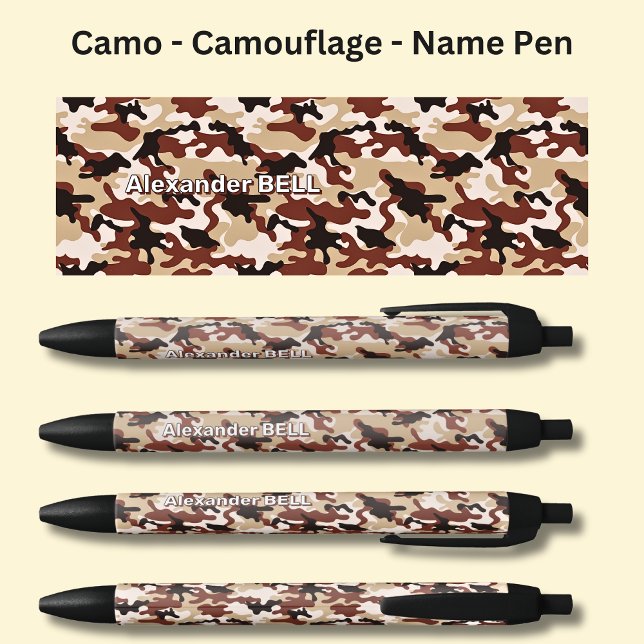 Stylo Noir Ajouter un nom, Camo Desert Sable Brown (Créateur téléchargé)