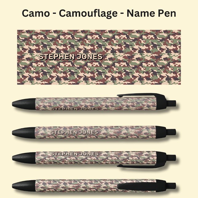 Stylo Noir Ajouter un nom, Camo Desert Sable Brown (Créateur téléchargé)