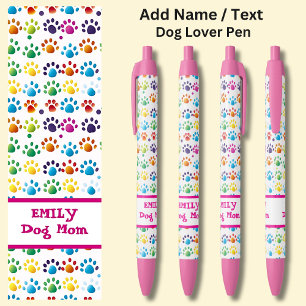Stylo Noir Ajouter un nom, 'Chien Maman', Chien Empreintes de