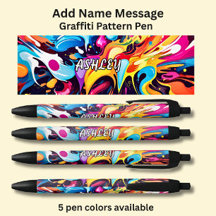 Stylo Noir Ajouter un nom, un message, sur le Motif Graffiti