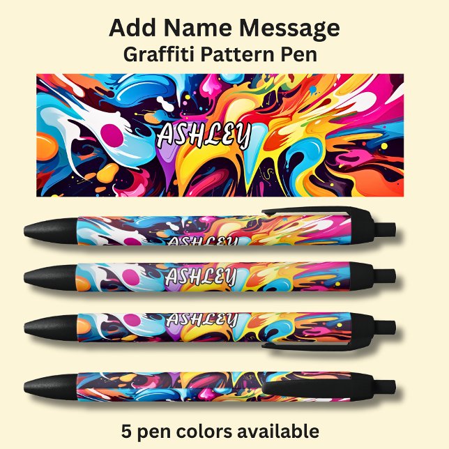Stylo Noir Ajouter un nom, un message, sur le Motif Graffiti (Créateur téléchargé)