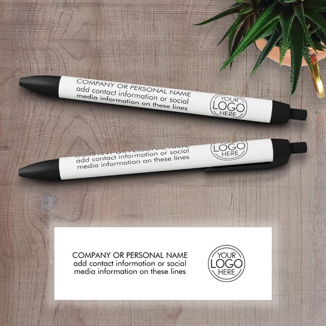 Stylo Noir Ajouter Votre Logo Entreprise Moderne Minimaliste (Promotional Writing Pens with a Logo and Business Branding)