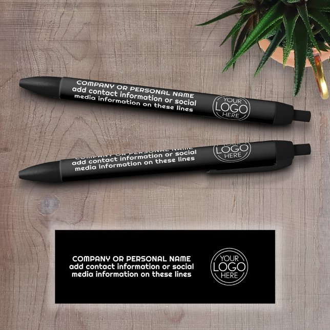 Stylo Noir Ajouter Votre Logo Entreprise Moderne Minimaliste (Promotional Writing Pens with a Logo and Business Branding)