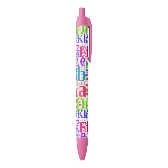 Stylo Noir alphabet coloré (Bas (Vertical))