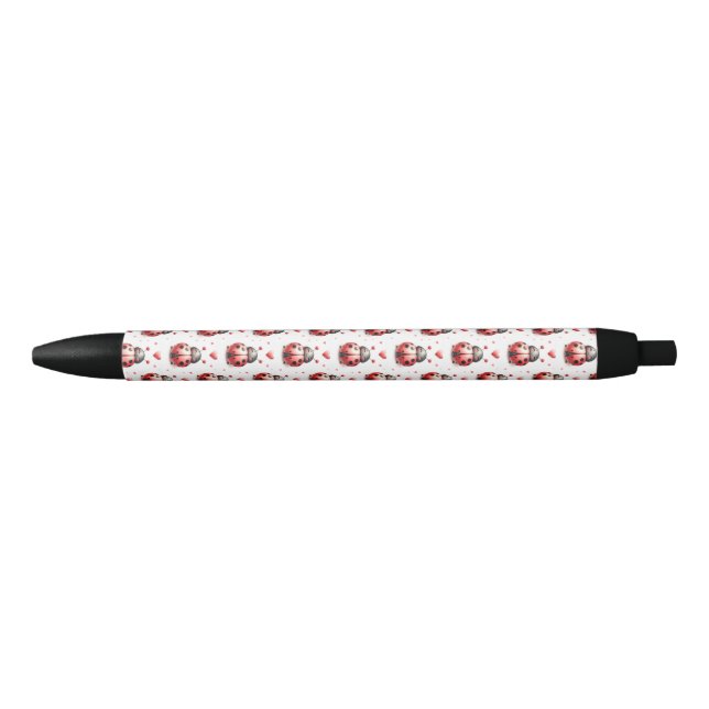 Stylo Noir Amour de coccinelle (Devant)