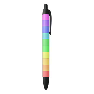 Stylo Noir Amusant personnalisable Élégant rayures arc-en-cie