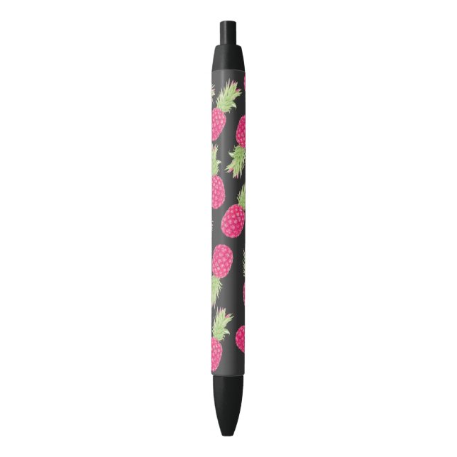 Stylo Noir Ananas tropicaux de fraise d'été (devant Vertical)
