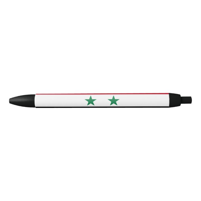 Stylo Noir Ancien drapeau de Syrie (Devant)