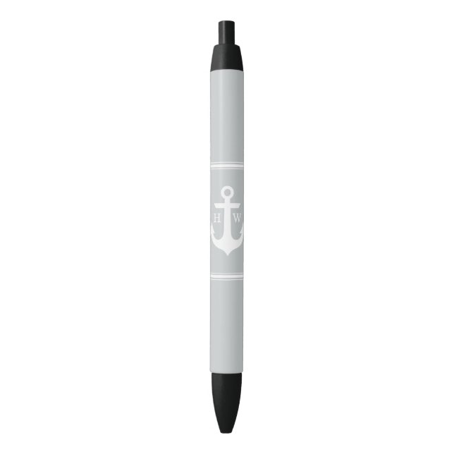 Stylo Noir Ancre grise monogramme (devant Vertical)