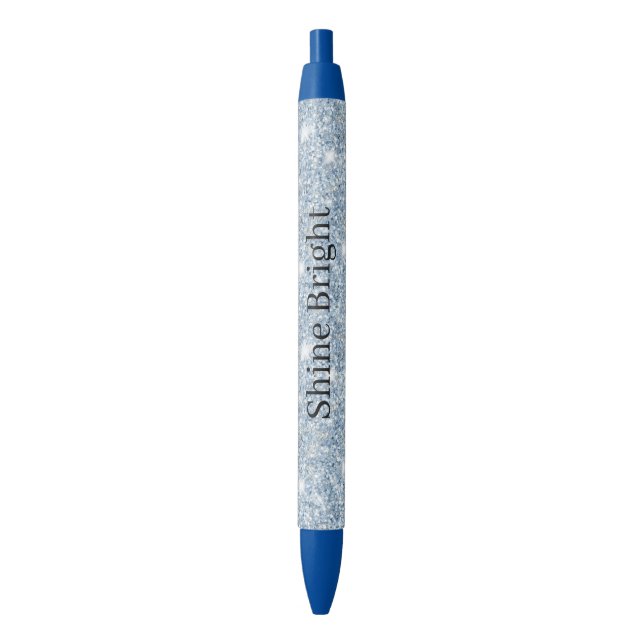 Stylo Noir Anniversaire Paillettes Bleu Ciel Clair (devant Vertical)