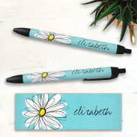 Aqua and Yellow Whimsical Daisy Custom Text