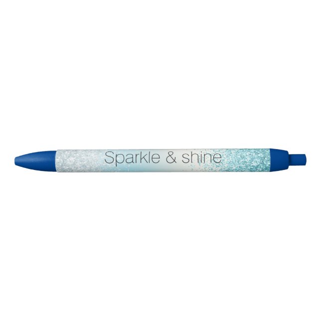Stylo Noir Aqua Blue Ombre Glitzy Sparkle Parties scintillant (Devant)