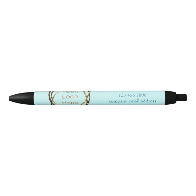 Stylo Noir Aqua Turquoise Custom Business Logo Promotionnels (Devant)