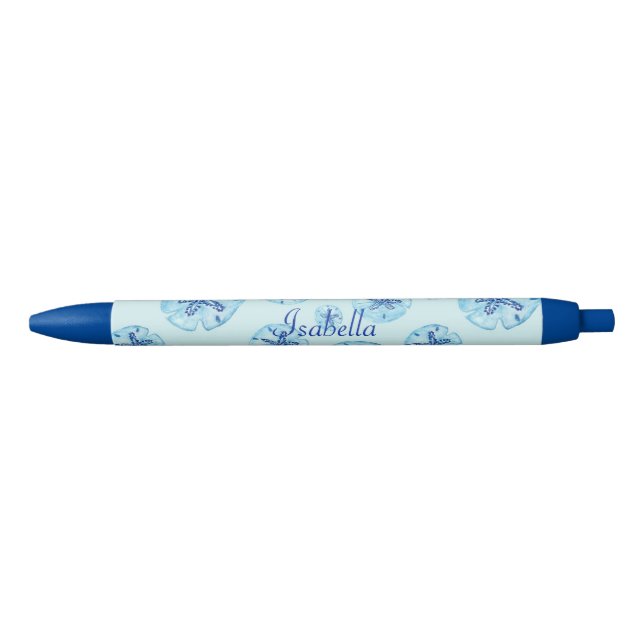 Stylo Noir Aqua-turquoise sable bleu dollar-nom monogramme pe (Devant)