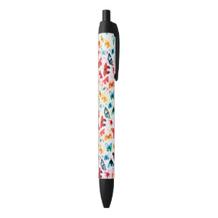 Stylo Noir Aquarelle à papillon de la forêt arc-en-ciel 