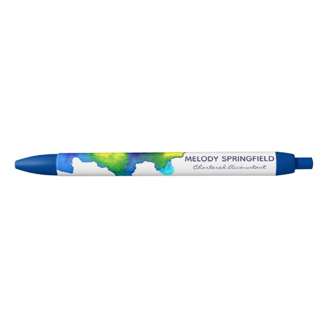 Stylo Noir Aquarelle Abstraite Bleu Lumineux Marketing person (Devant)
