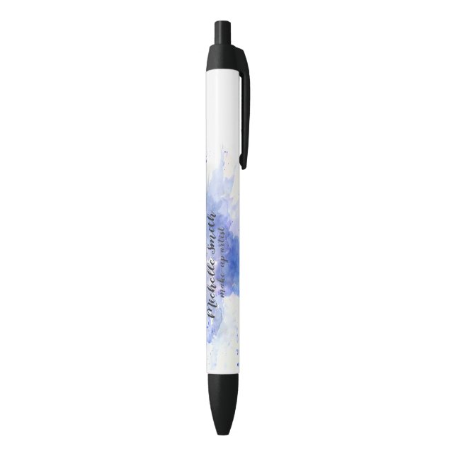 Stylo Noir Aquarelle Abstraite trait de brosse bleu clair (Bas (Vertical))
