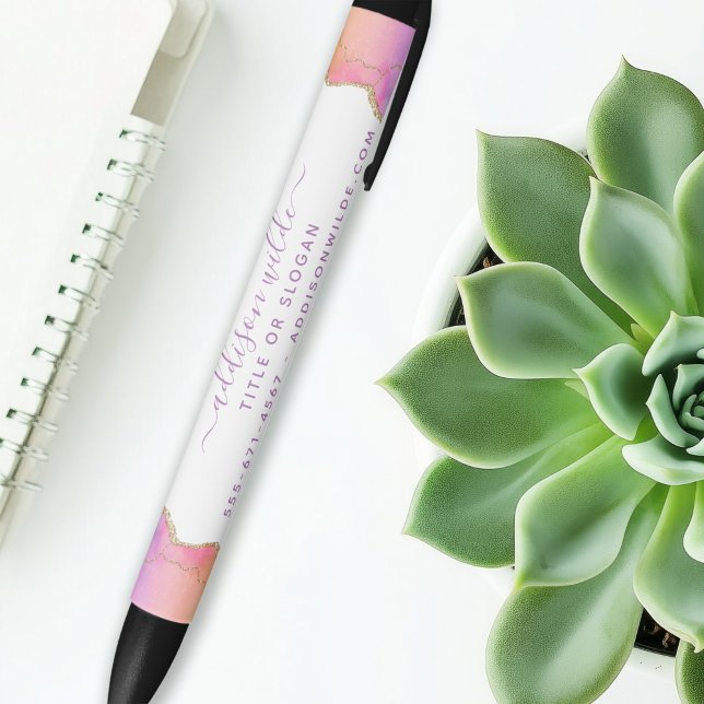 Stylo Noir Aquarelle Arc-En-Ciel Et Or Entreprise (Créateur téléchargé)