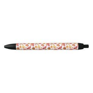 Stylo Noir Aquarelle Automne Feuilles Automne Motif sans join