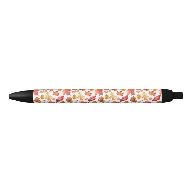 Stylo Noir Aquarelle Automne Feuilles Automne Motif sans join (Devant)