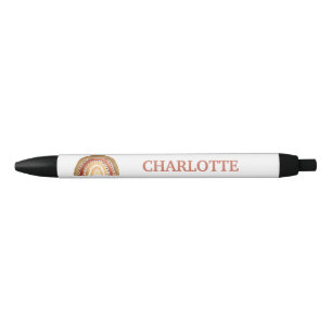 Stylo Noir Aquarelle Boho Pastel Enfants Girl Arc-en-ciel