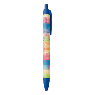 Stylo Noir Aquarelle colorée rayures Starfish
