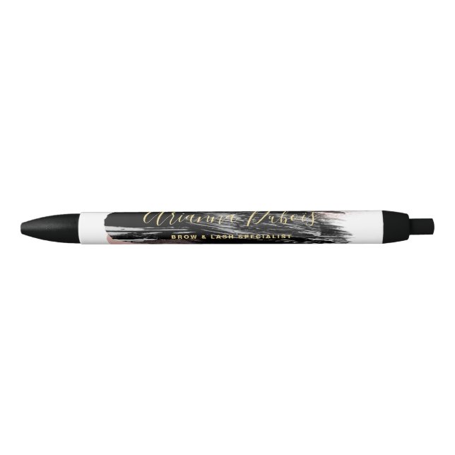 Stylo Noir Aquarelle éclaboussée de doré et de rose pâle Call (Devant)