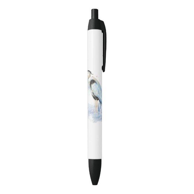 Stylo Noir Aquarelle Great Blue Heron Bird Nature Faune (Bas (Vertical))