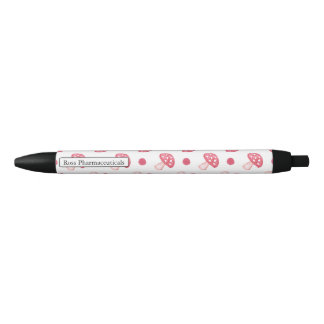 Stylo Noir aquarelle mignon champignons rouges et pois