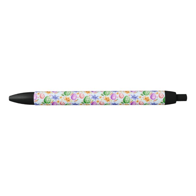 Stylo Noir Aquarelle OEuf de Pâques Cadeau Motif sans soudure (Devant)