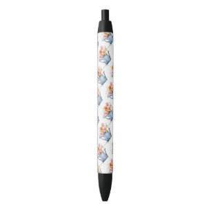 Stylo Noir Aquarelle peinte à la main Floral