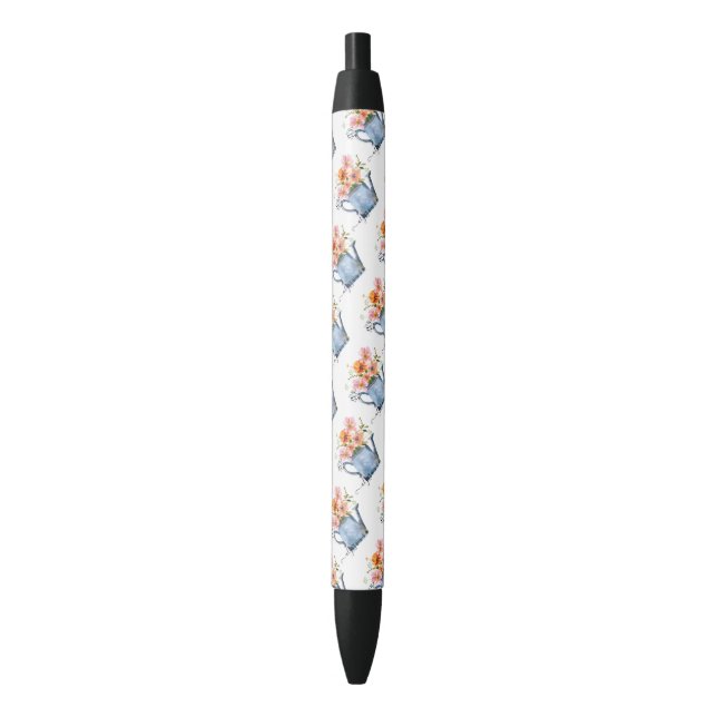 Stylo Noir Aquarelle peinte à la main Floral (devant Vertical)