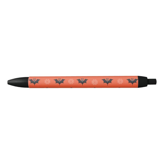Stylo Noir Araignée d'Halloween, chauve-souris et motif de co (Devant)