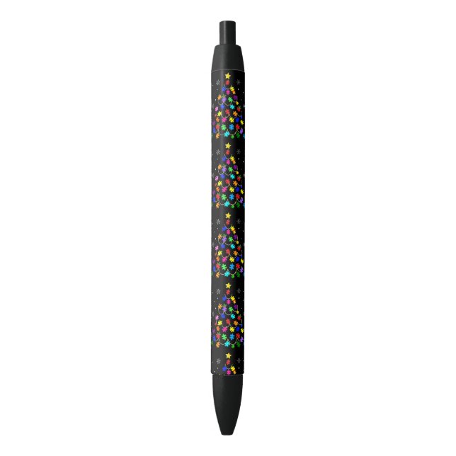 Stylo Noir Arbre de Noël autiste (devant Vertical)