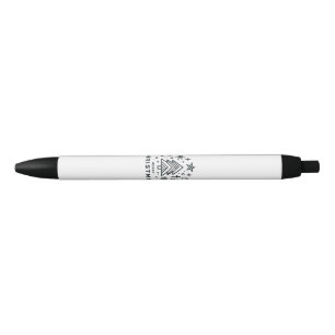 Stylo Noir Arbre de Noël minimaliste Joyeux design de Noël