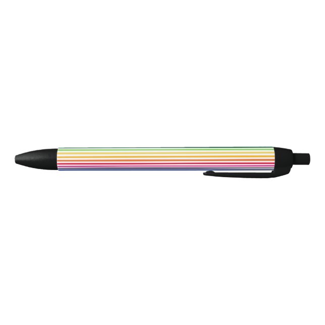 Stylo Noir Arc-en-ciel et rayures blanches (Bas)