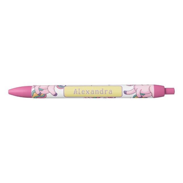 Stylo Noir Arc-en-ciel Licorne Mignonne (Devant)