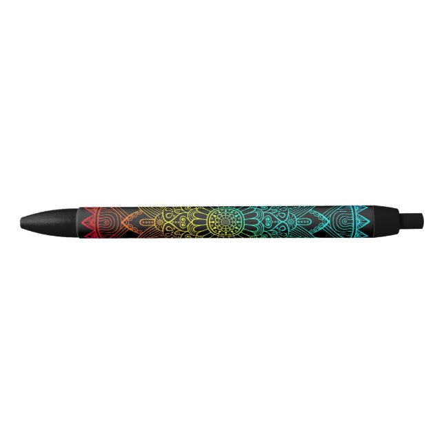 Stylo Noir Arc-en-ciel Psychedélique Noir (Devant)