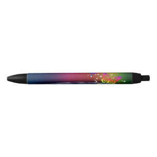 Stylo Noir Arcs-en-ciel des papillons n