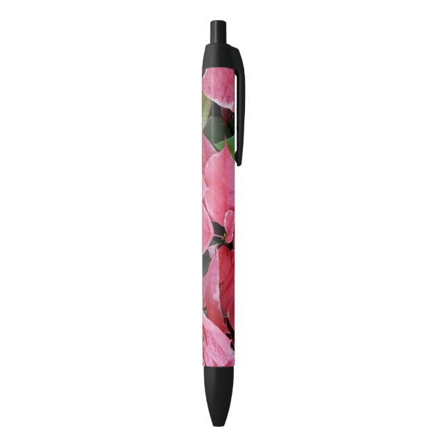 Stylo Noir Argent Star Marbre Poinsettias Pink Holiday Floral (Bas (Vertical))