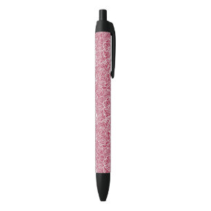 Stylo Noir Arrière - plan bleu de motif de fleurs de dentell