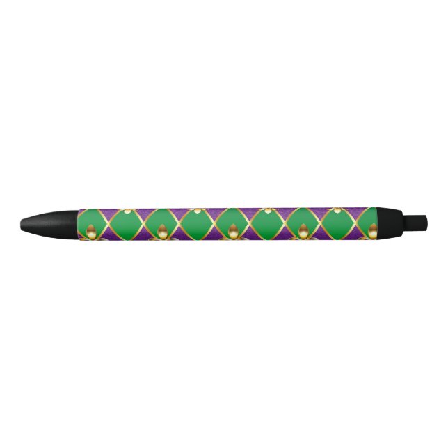 Stylo Noir Arrière - plan de bijoux Mardi Gras (Devant)