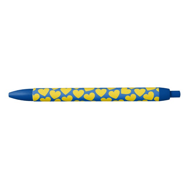 Stylo Noir Arrière - plan de coeur bleu jaune (Devant)