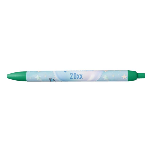 Stylo Noir Arrière - plan étoilé bleu-rose (Devant)