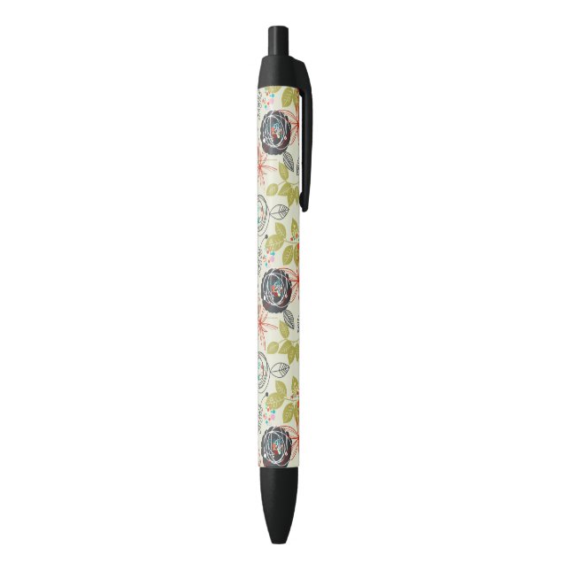 Stylo Noir Arrière - plan floral 2 (Bas (Vertical))