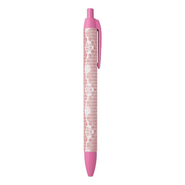 Stylo Noir Arrière - plan rose et blanc avec la dentelle (Bas (Vertical))