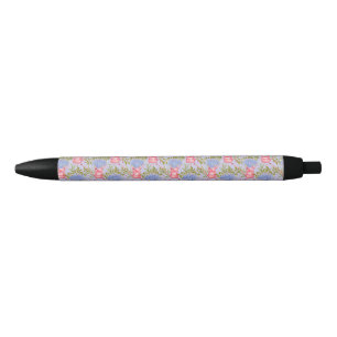 Stylo Noir Arrosoirs roses Cottagecore Hortensias en fleurs 